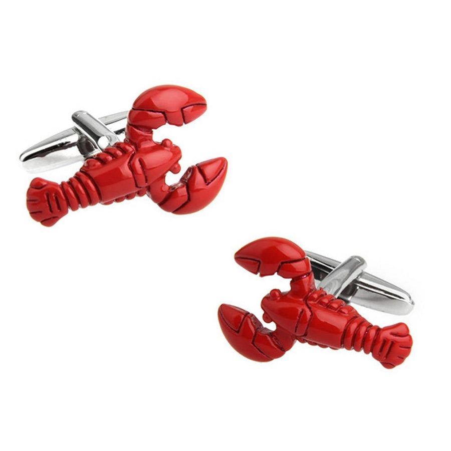 Lobster Cufflinks Fun Red Enamel Fish Sea Ocean Fishing Maine Cuff links Fun Cool Unique Comes with Gift Box white Image 1