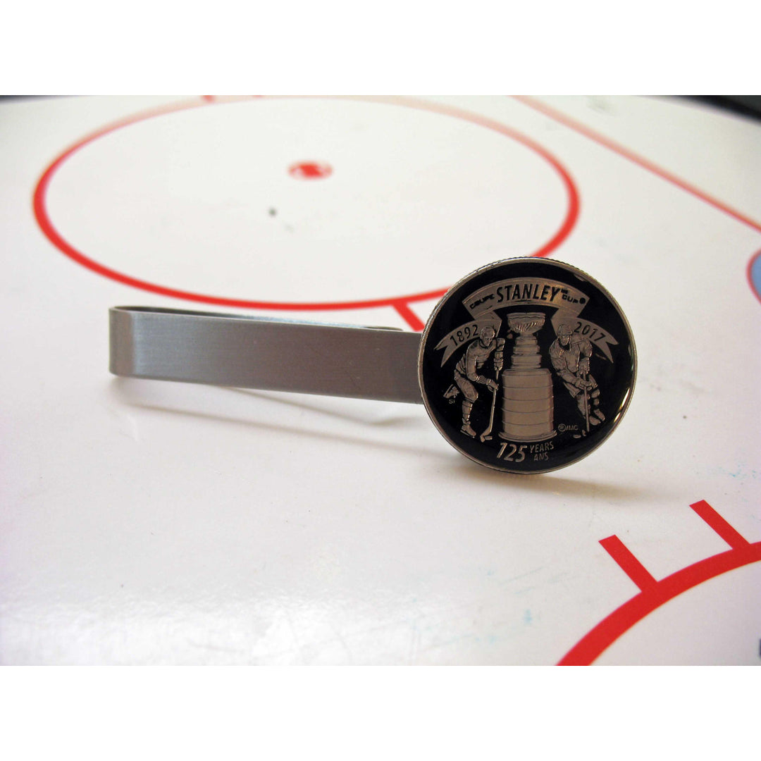 Hockey Tie Clip Stanley Cup Tie Bar NHL Hockey Comes with Gift Box Hand Painted Black Enamel 2017 Royal Canadian Mint Image 2