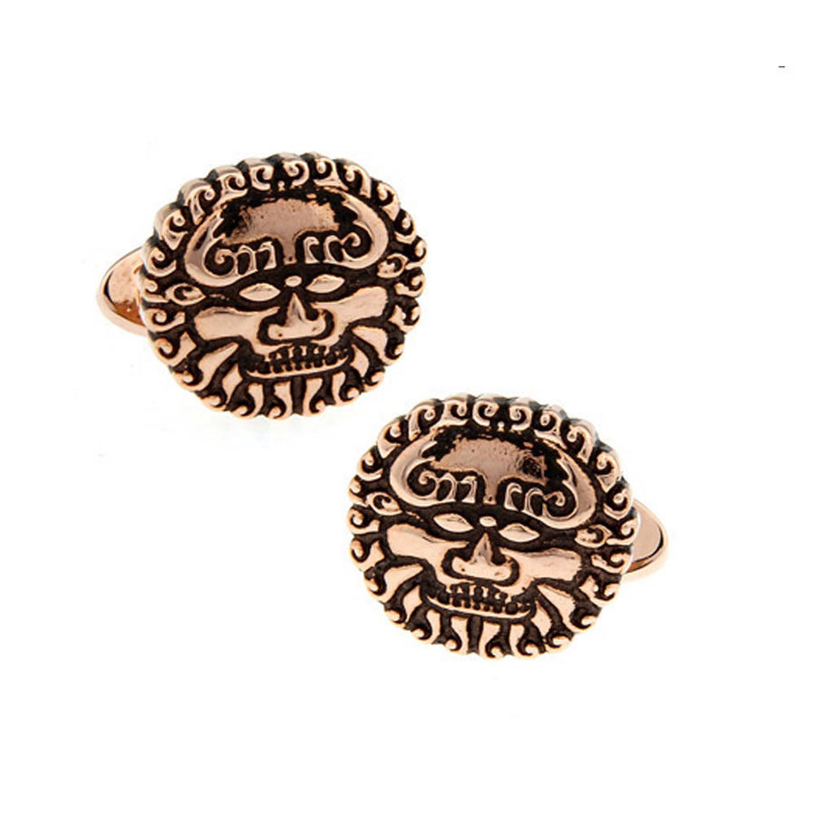 Rose Gold Tone Sun King Cufflinks The King of France Power Royal Crown Empire Cool 3D Black Enamel Cuff Links Comes with Image 1