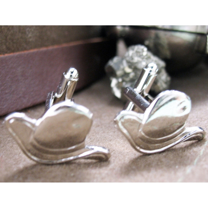 Cowboy Hat Cufflinks Jewelry Silver Tone Western Cuff Links Image 2