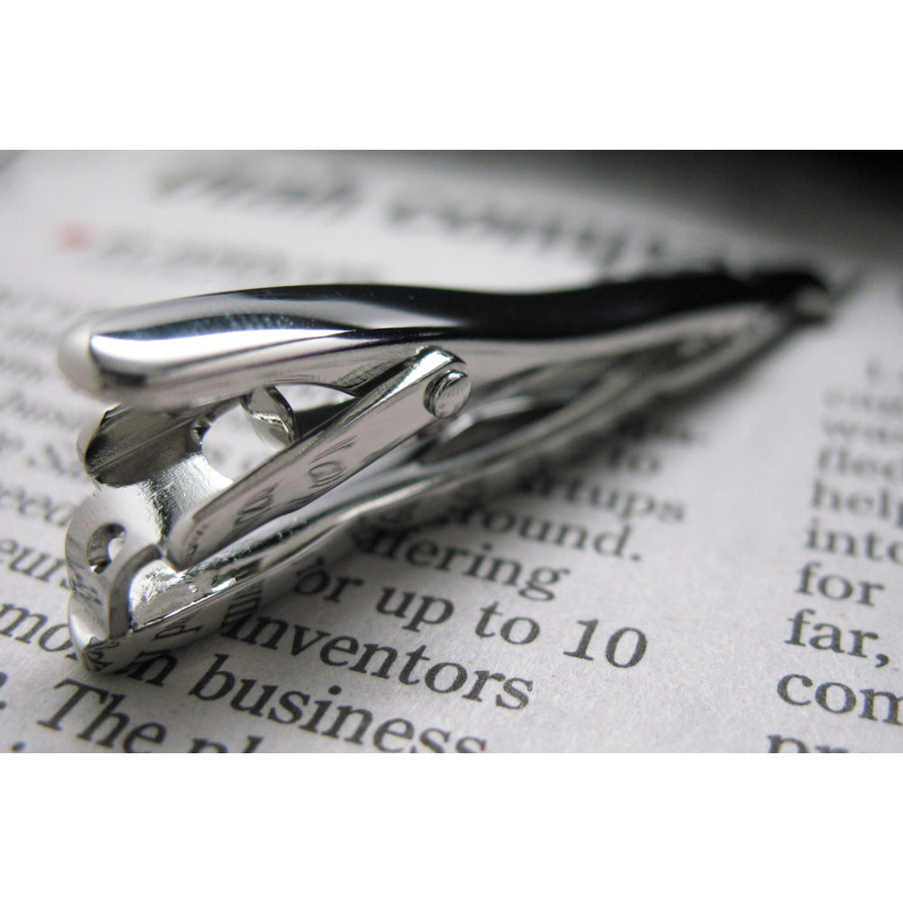 Curved Silver Blades Tie Clip Formal Wear Silver Toned Classic Men Tie Clip Image 2