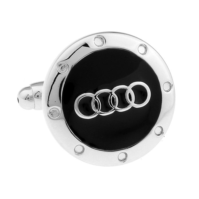 Audi automotive car Black Silver Cufflinks Cuff Links Image 1
