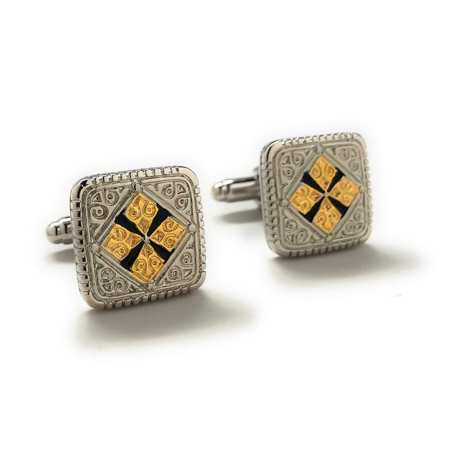 Sale Persian Empire Cufflinks Square Gold Tone Accents Block Cuff Links Black Friday Sale Cyber Monday Image 1