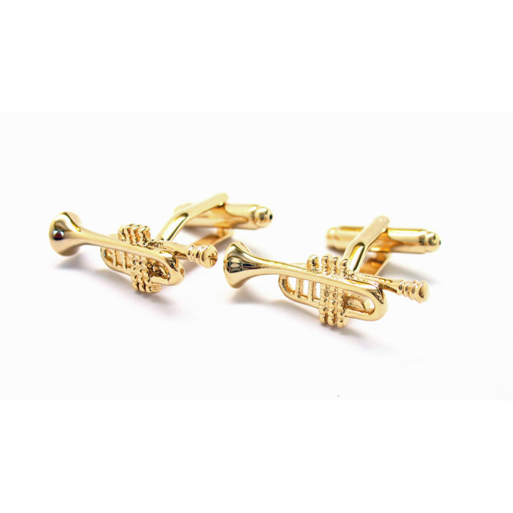 Gold Tone Trumpet Cufflinks Cuff Links Image 2