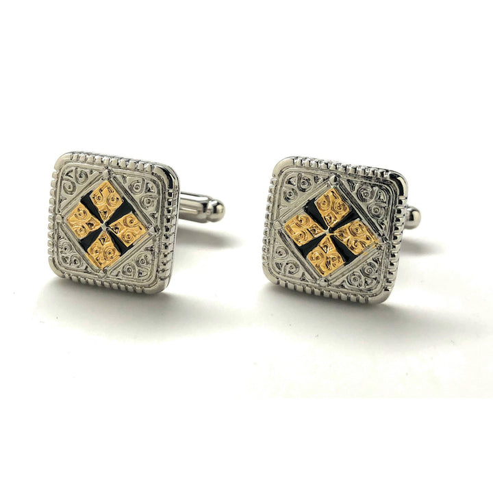 Sale Persian Empire Cufflinks Square Gold Tone Accents Block Cuff Links Black Friday Sale Cyber Monday Image 4