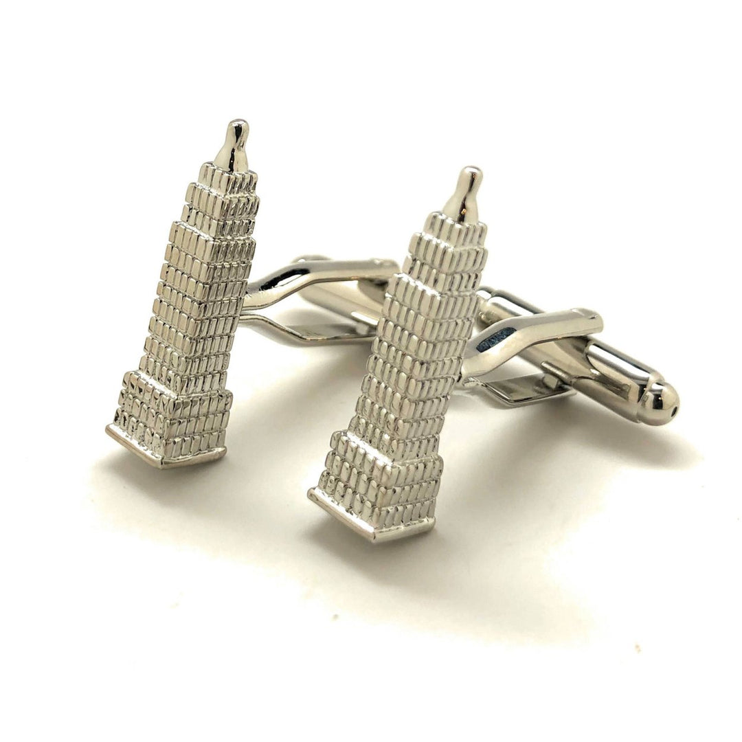 Empire State Building Cufflinks 3-D in York City Silver Tone Cufflinks NYC Cuff Links Comes with Gift Box Image 1