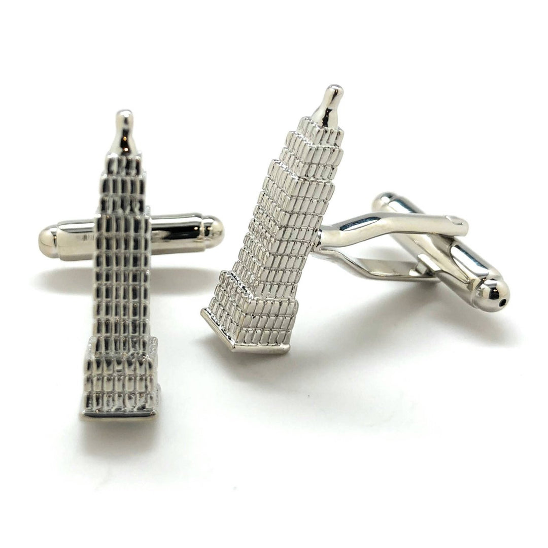 Empire State Building Cufflinks 3-D in York City Silver Tone Cufflinks NYC Cuff Links Comes with Gift Box Image 3