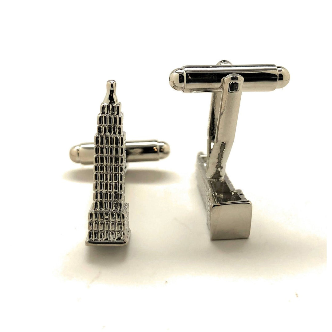 Empire State Building Cufflinks 3-D in York City Silver Tone Cufflinks NYC Cuff Links Comes with Gift Box Image 4