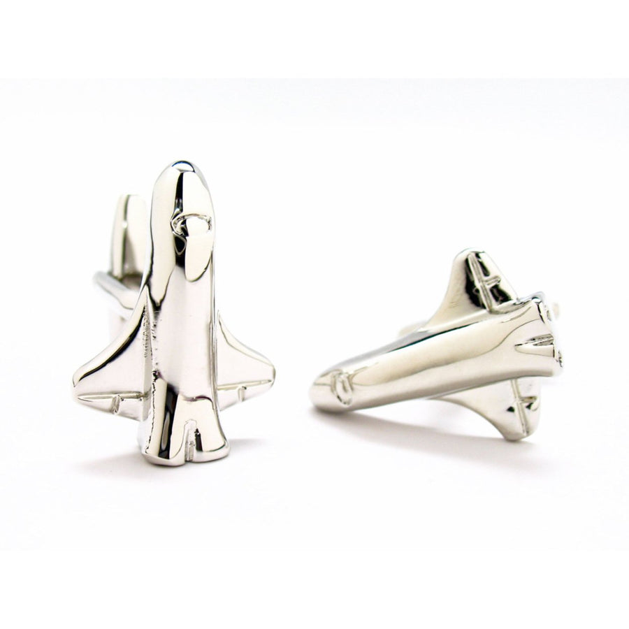 Space Shuttle Silver Cufflinks Shiny Space Plane Silver Cuff Links Astronaut Image 1