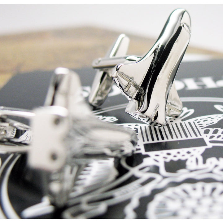 Space Shuttle Silver Cufflinks Shiny Space Plane Silver Cuff Links Astronaut Image 4