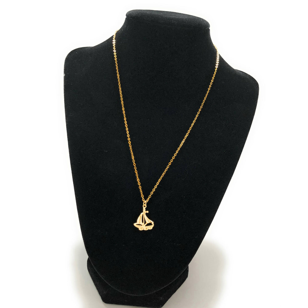 Necklace Sail Boat Away with Me 14K White Gold Plated 16" Necklace Comes with Gift Box Image 2