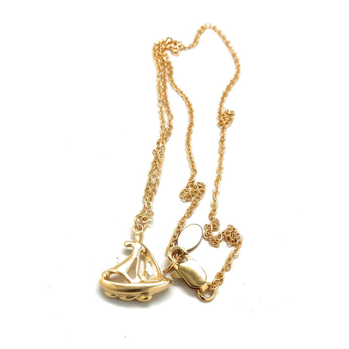 Necklace Sail Boat Away with Me 14K White Gold Plated 16" Necklace Comes with Gift Box Image 4