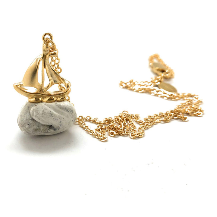 Necklace Sail Boat Away with Me 14K White Gold Plated 16" Necklace Comes with Gift Box Image 4