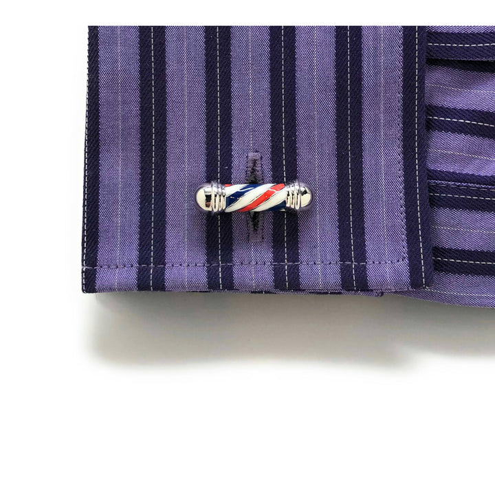 Barber Shop Pole Cufflinks Hair Cut and Shave Classic Fun Cool Cut Cuff Links Comes with Gift Box Gifts for Him Image 4