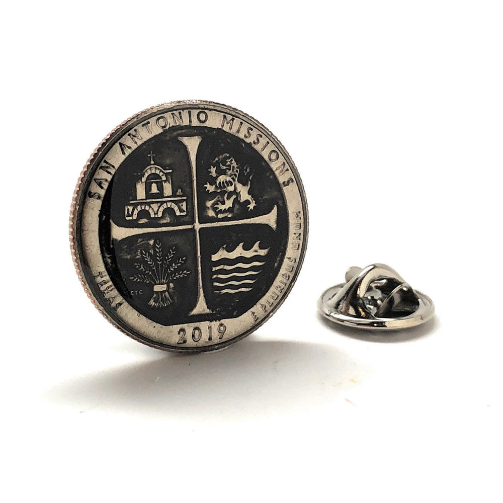 Enamel Pin Lapel Pin San Antonio Mission Texas State Quarter Enamel Coin Collector Tie Tack Lonestar State Coins Image 2