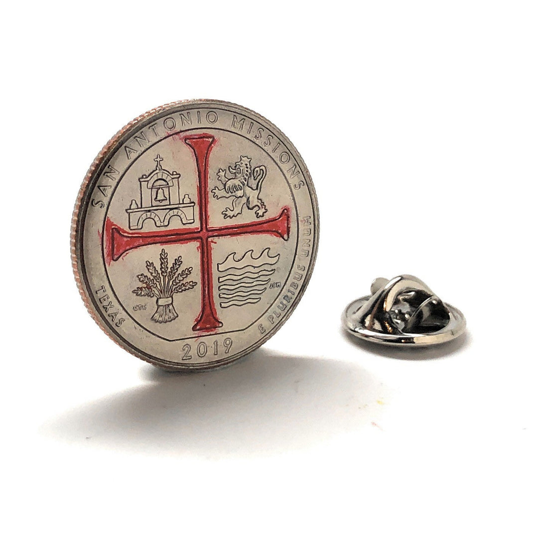 Enamel Pin Lapel Pin San Antonio Mission Texas State Quarter Enamel Coin Collector Tie Tack Lonestar State Coins Image 3