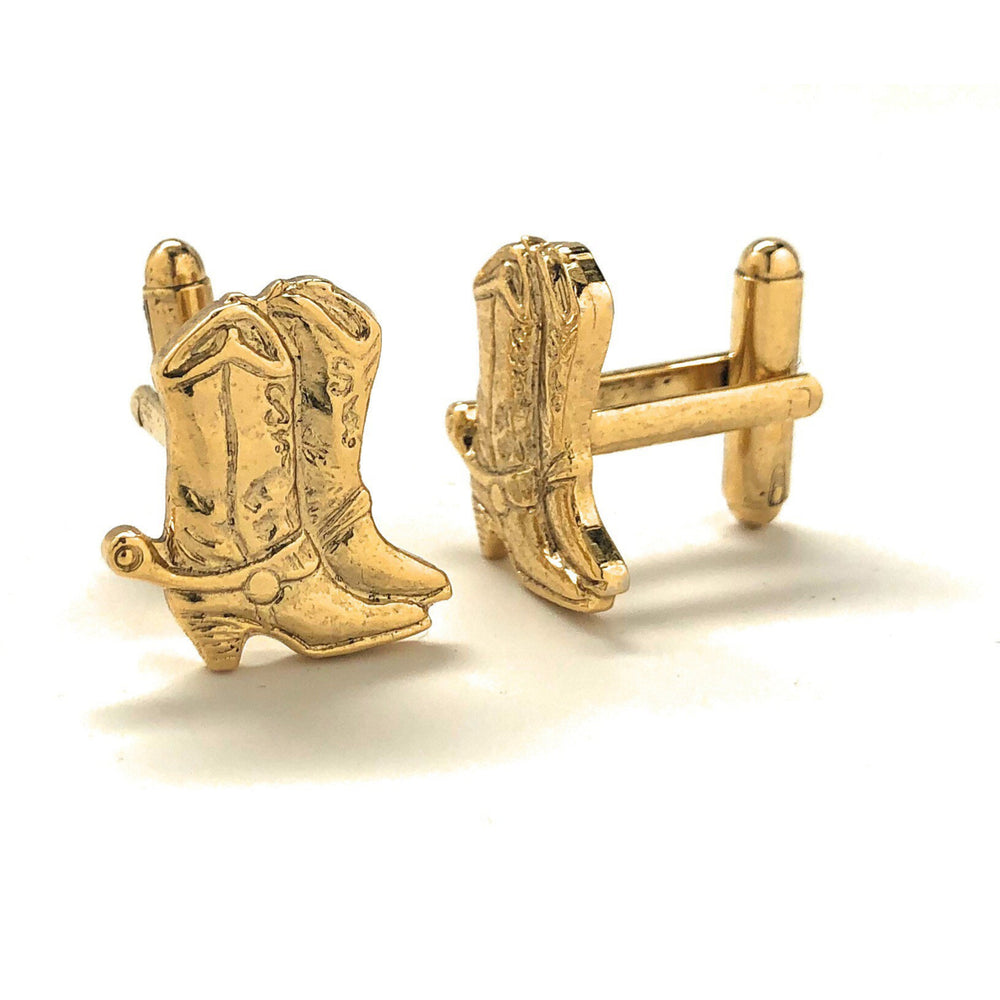 Cowboy Boots Cufflinks Gold Tone Western Cuff Links Image 2