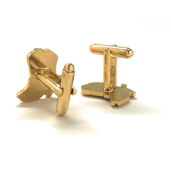 Cowboy Boots Cufflinks Gold Tone Western Cuff Links Image 3