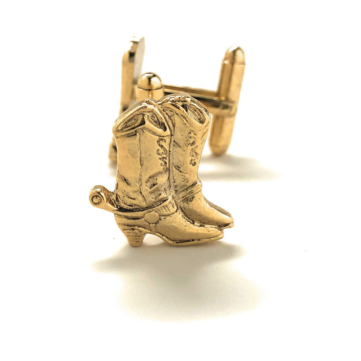 Cowboy Boots Cufflinks Gold Tone Western Cuff Links Image 4