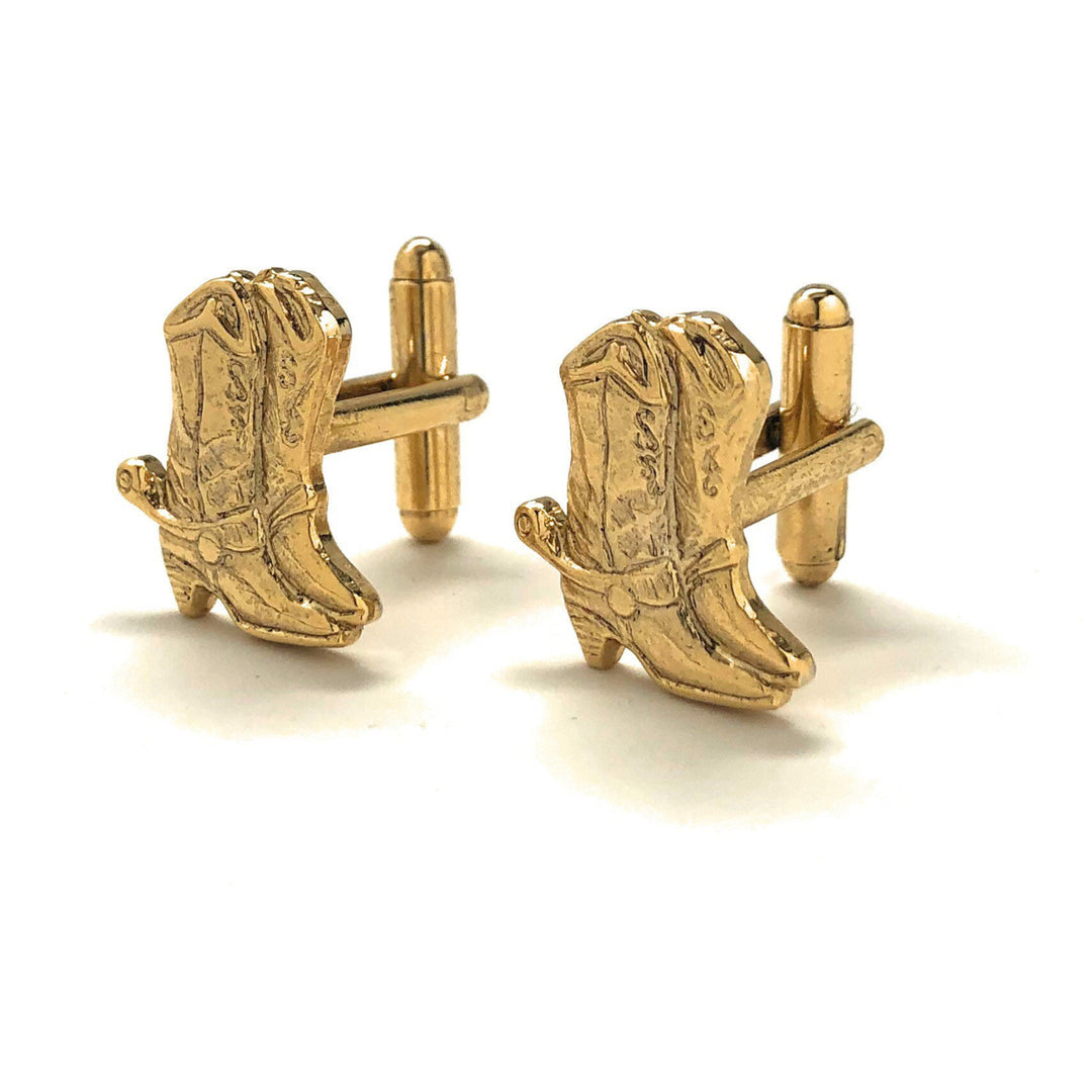 Cowboy Boots Cufflinks Gold Tone Western Cuff Links Image 4