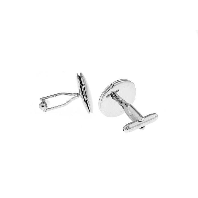 Locket Cufflinks Silver Tone Round Classic Cuff Links Image 4