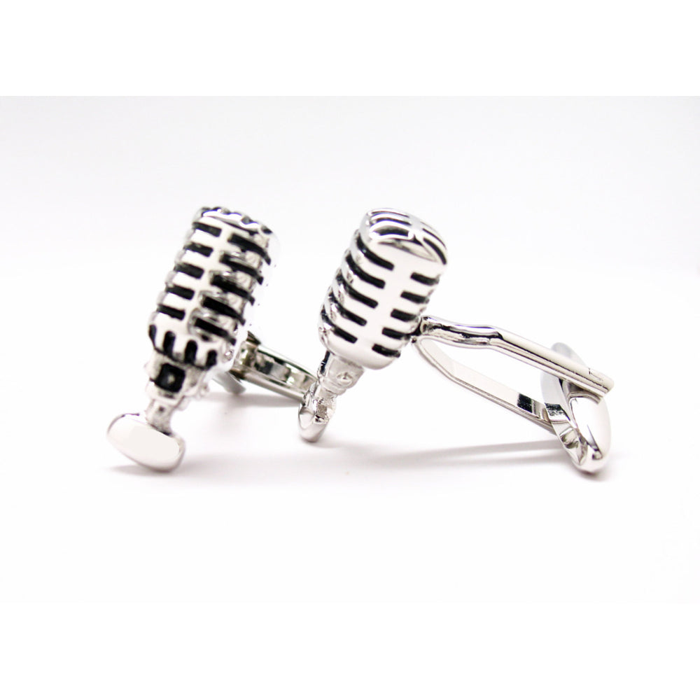 Old School Talk Show Broadcast Microphone Cufflinks DJ Radio Cuff Links Comes with Gift Box Image 2