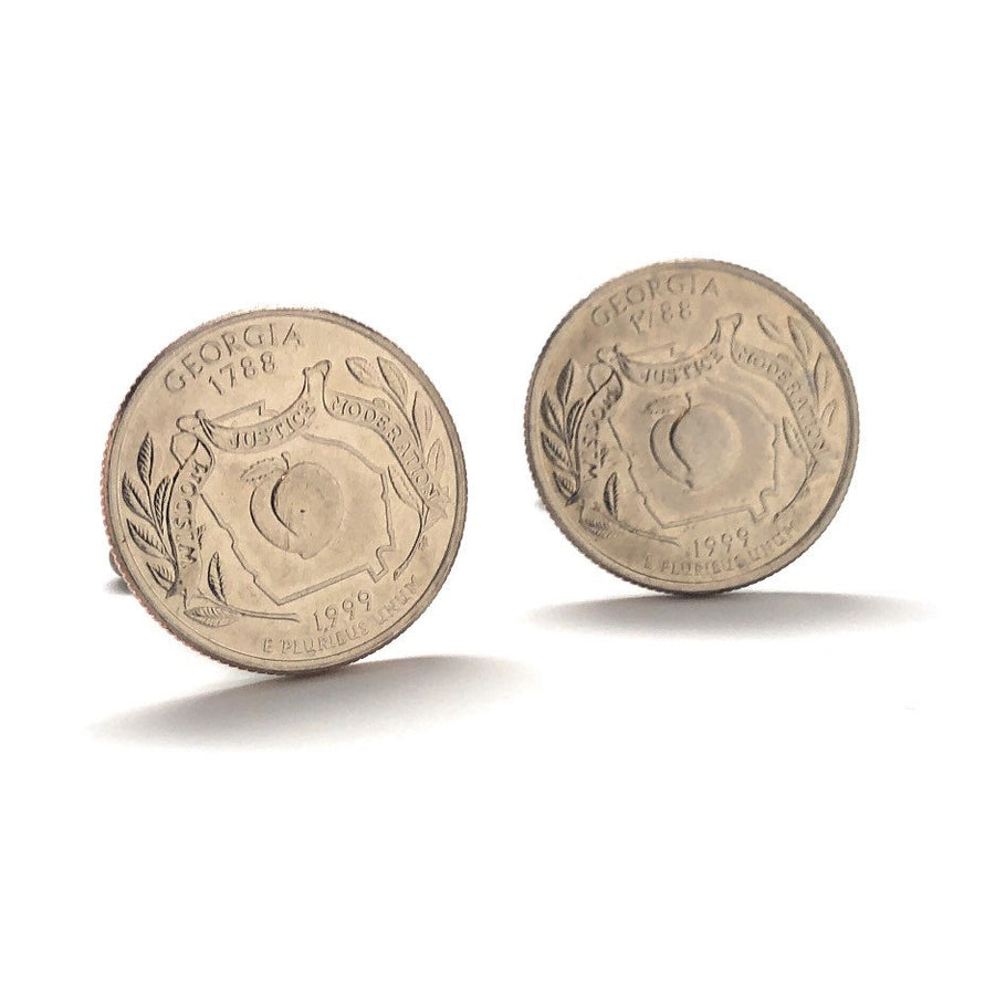 Birth Year Cufflinks Georgia State Quarter Enamel Coin Jewelry Money Currency Finance Accountant Designer US Mint Image 1