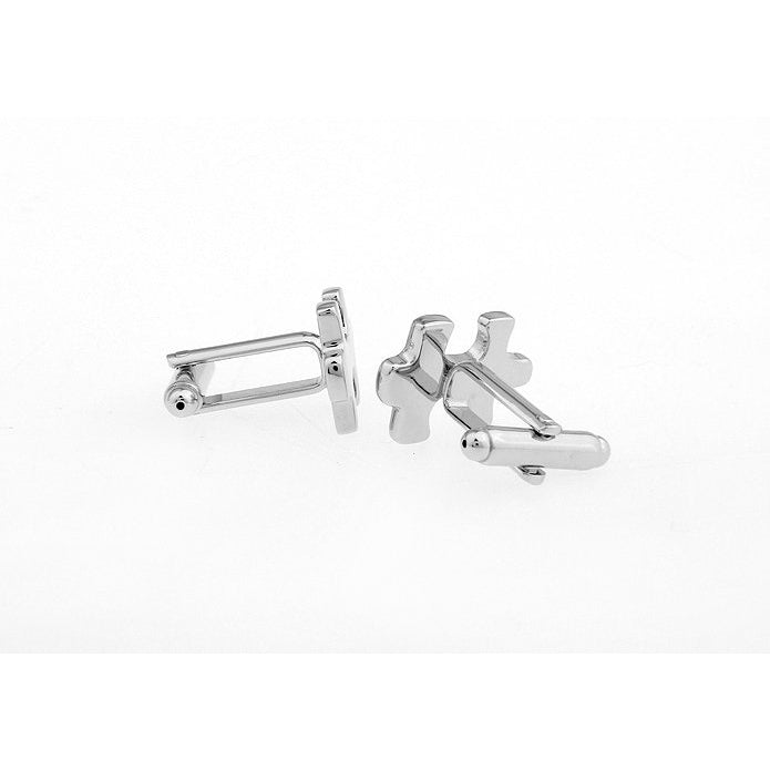 Jigsaw Puzzle Silver Puzzle Piece Cuff Links Silver Tone Party Cufflinks Image 2