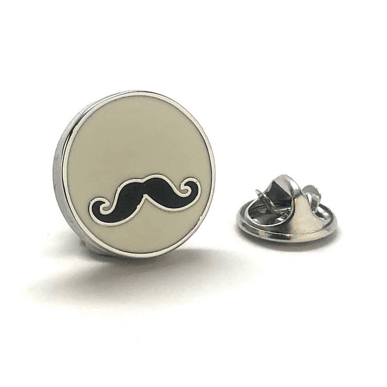 Enamel Pin Mustache Like Papa Upper Lip Beard Movember White and Black Emanel Moustache Lapel Pin Gifts for Him Gifts Image 1