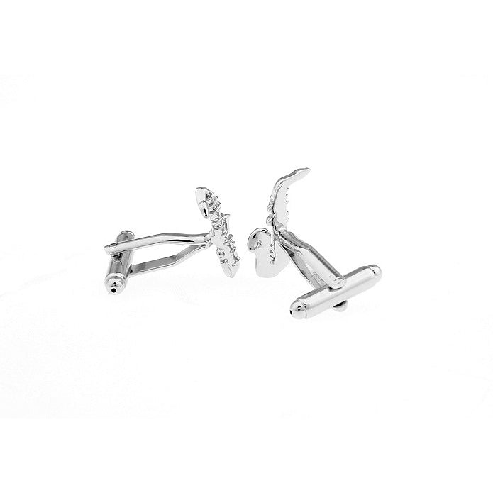 Silver Tone Alto Sax Player Musicians Saxophone Cuff Links Cufflinks Image 2