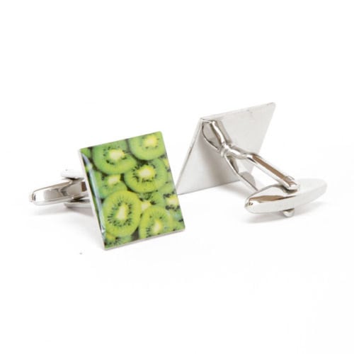 Slices of Kiwi Cufflinks Fun Food Fruit Zealand Kiwi Cuff Links Image 2