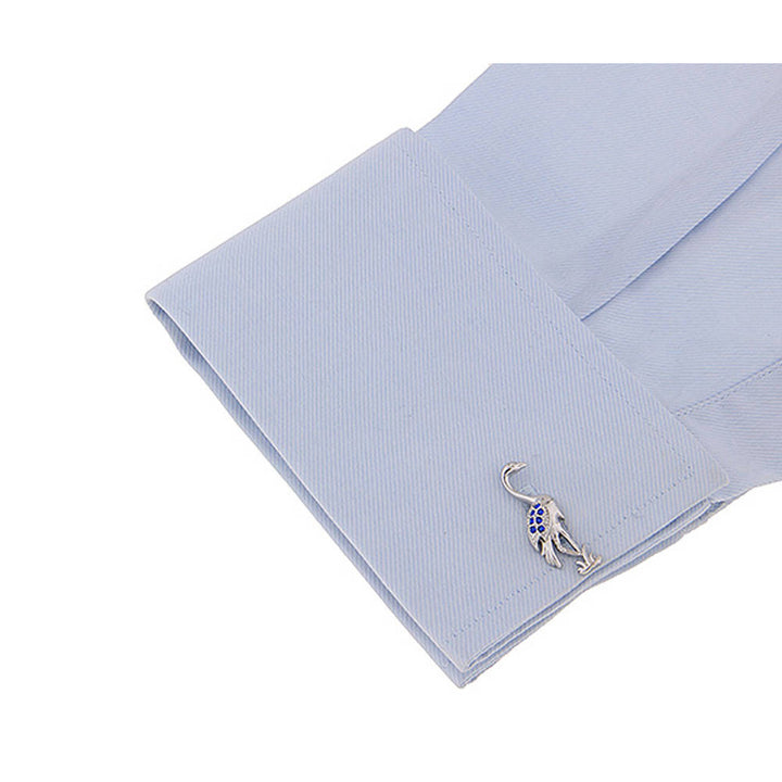 Silver Dakota Blue Crystals Flamingo Cufflinks Flying Wild Bird Fowl Crane Cuff Links Comes with Gift Box Image 3