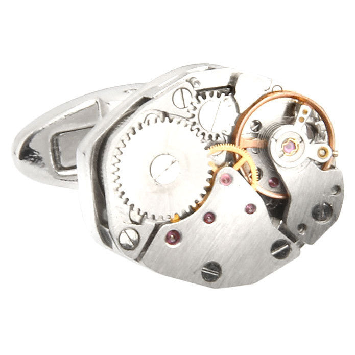 Watch Movements Cufflinks Steampunk Silver Deconstructed Watch Movements Cufflinks Whale Tale Post Cufflinks Cuff Links Image 1