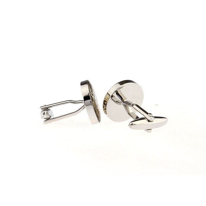 Classic Silver Round Gold Black Flowering Swirl Cufflinks Cuff Links Image 3