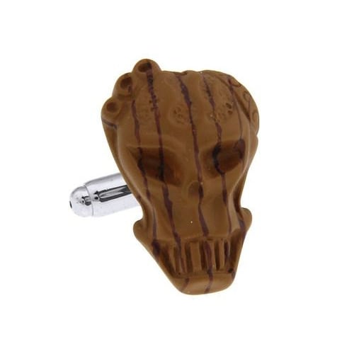 Tribal Skull Head Cufflinks Imitation Wood Devil Island Cuff Links White Elephant Gifts Image 1