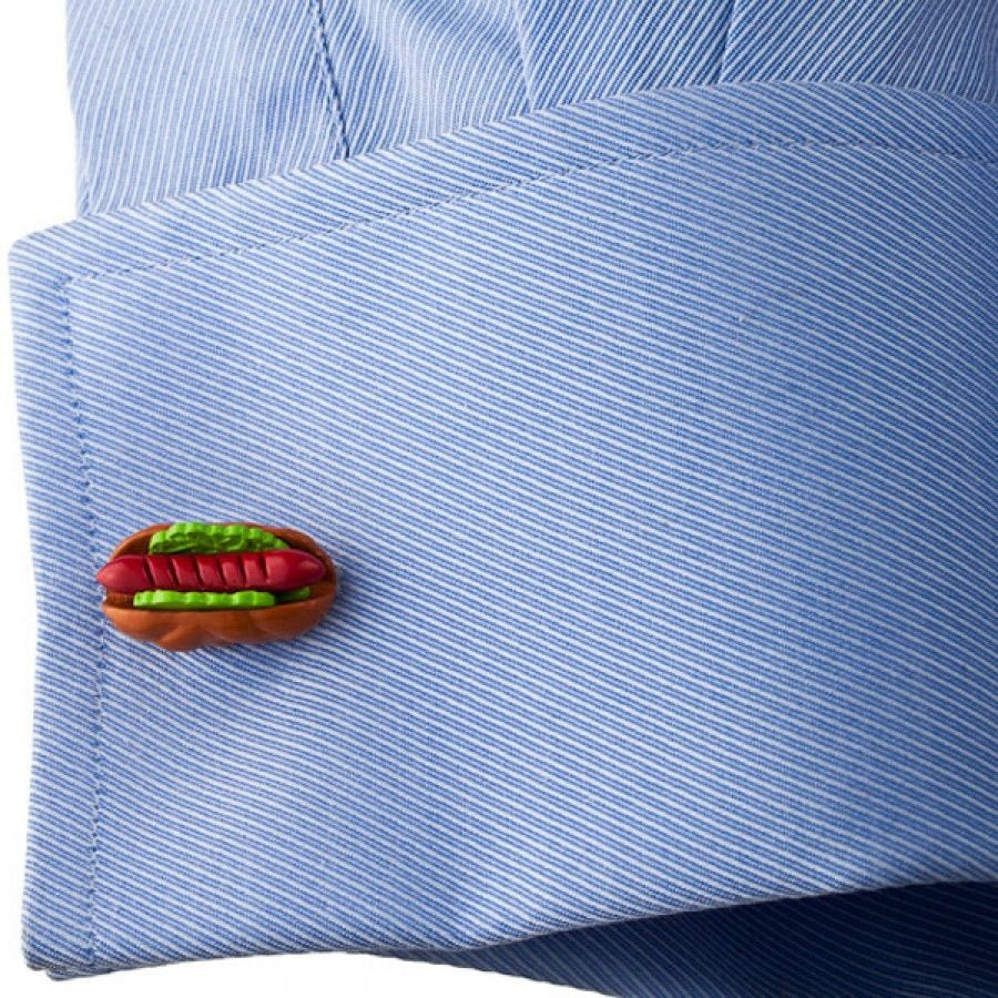 Enamel Hot Dog Cufflinks Coney Island Food Cuff Links fun jewelry novelty cuffs custom cufflinks unique jewelry wedding Image 2