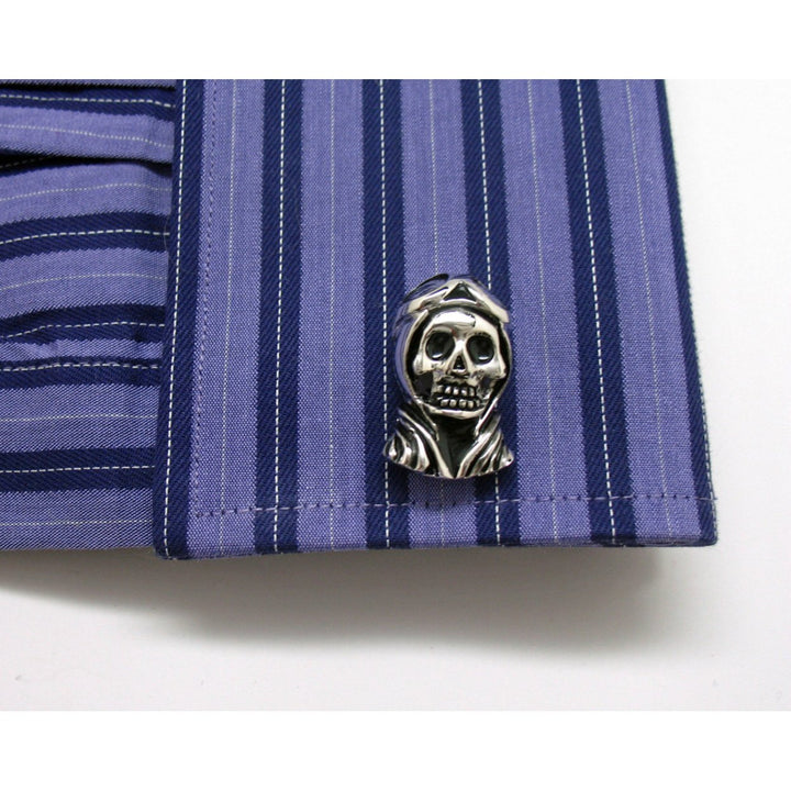 Kamikaze Cufflinks World War II Japanese Aircraft Suicidal Crash Ghost Aviator Skull Pilot Dead Skeleton Silver Tone Image 3