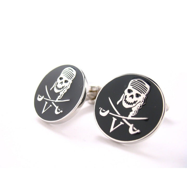 Pirate Skull and Cross Bones V Cufflinks Calico Jack Sea Sailor Navy Cufflinks Cuff Links Image 1