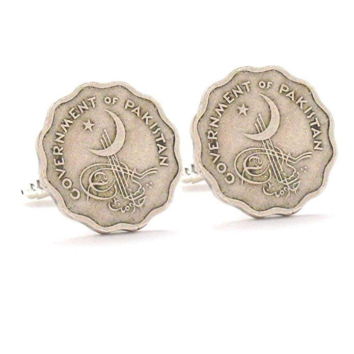 Birth Year Enamel Cufflinks Pakistan Coin Jewelry Cuff Links Flag Islamabad Muslim Islam Islamic India paakistaan Image 1