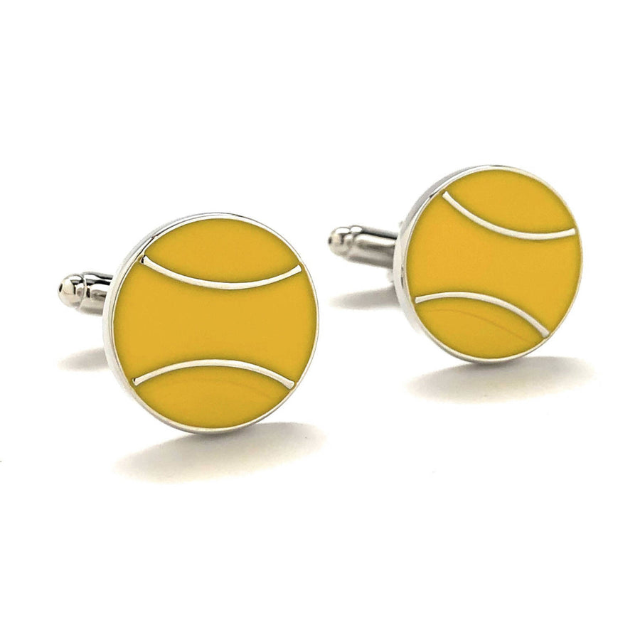 Classic Yellow Tennis Ball Cufflinks Open Tennis Play Round Fun Cool Unique Sports Cuff Links Comes with Gift Box Image 1