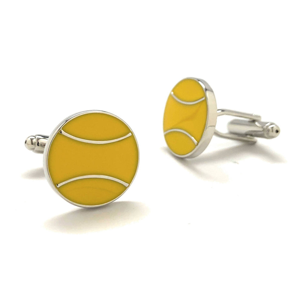 Classic Yellow Tennis Ball Cufflinks Open Tennis Play Round Fun Cool Unique Sports Cuff Links Comes with Gift Box Image 2