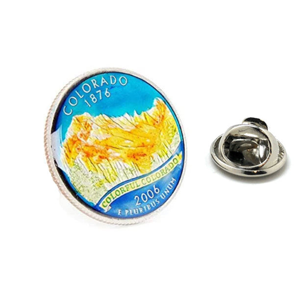 Enamel Pin Hand Painted Colorado State Blue Quarter Enamel Coin Lapel Pin Tie Tack Travel Souvenir Coins Keepsakes Cool Image 1