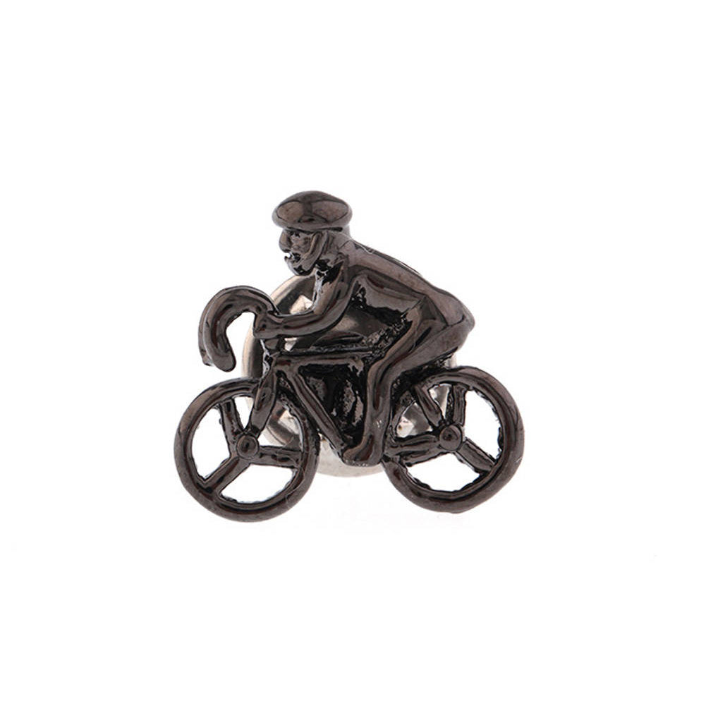 Lapel Pin Gunmetal Cyclist Bike Lets Go For a Bike Ride Cyclist Enamel Pin Tie Tack Image 1