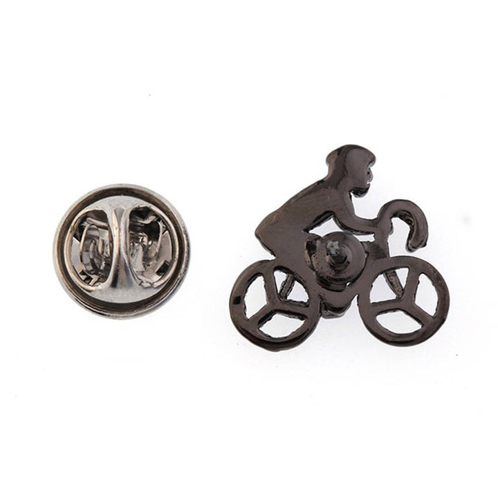 Lapel Pin Gunmetal Cyclist Bike Lets Go For a Bike Ride Cyclist Enamel Pin Tie Tack Image 2