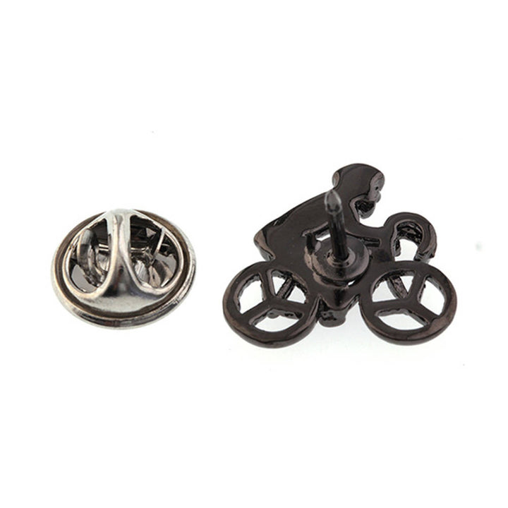 Lapel Pin Gunmetal Cyclist Bike Lets Go For a Bike Ride Cyclist Enamel Pin Tie Tack Image 3