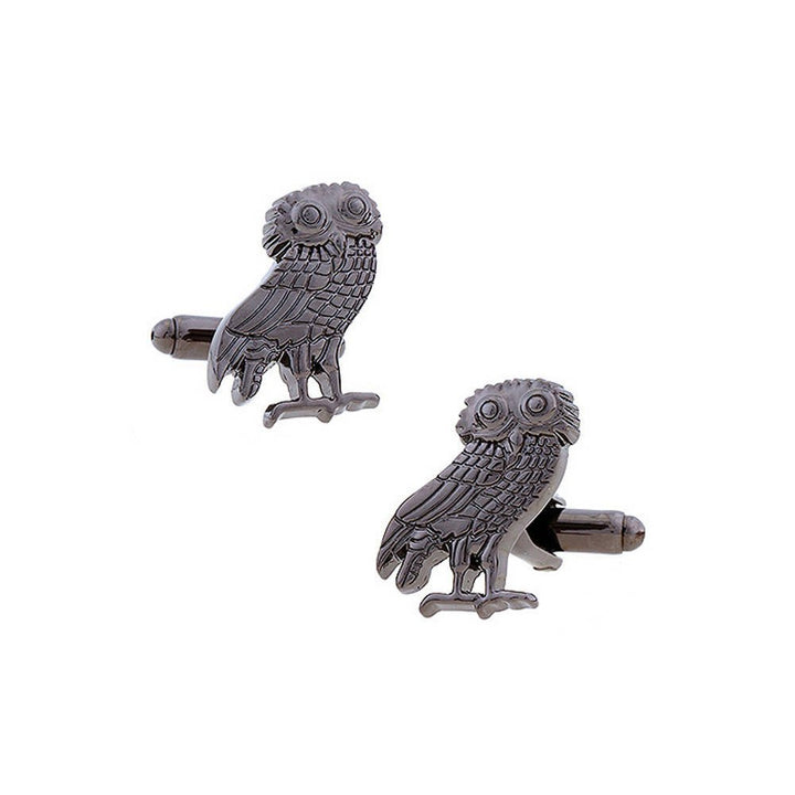 Owl Cufflinks Ancient Greek Owl Cufflinks Gunmetal Tone Zeus God Cuff Links Harry Potter Hogwarts Gryffindor Slytherin Image 1