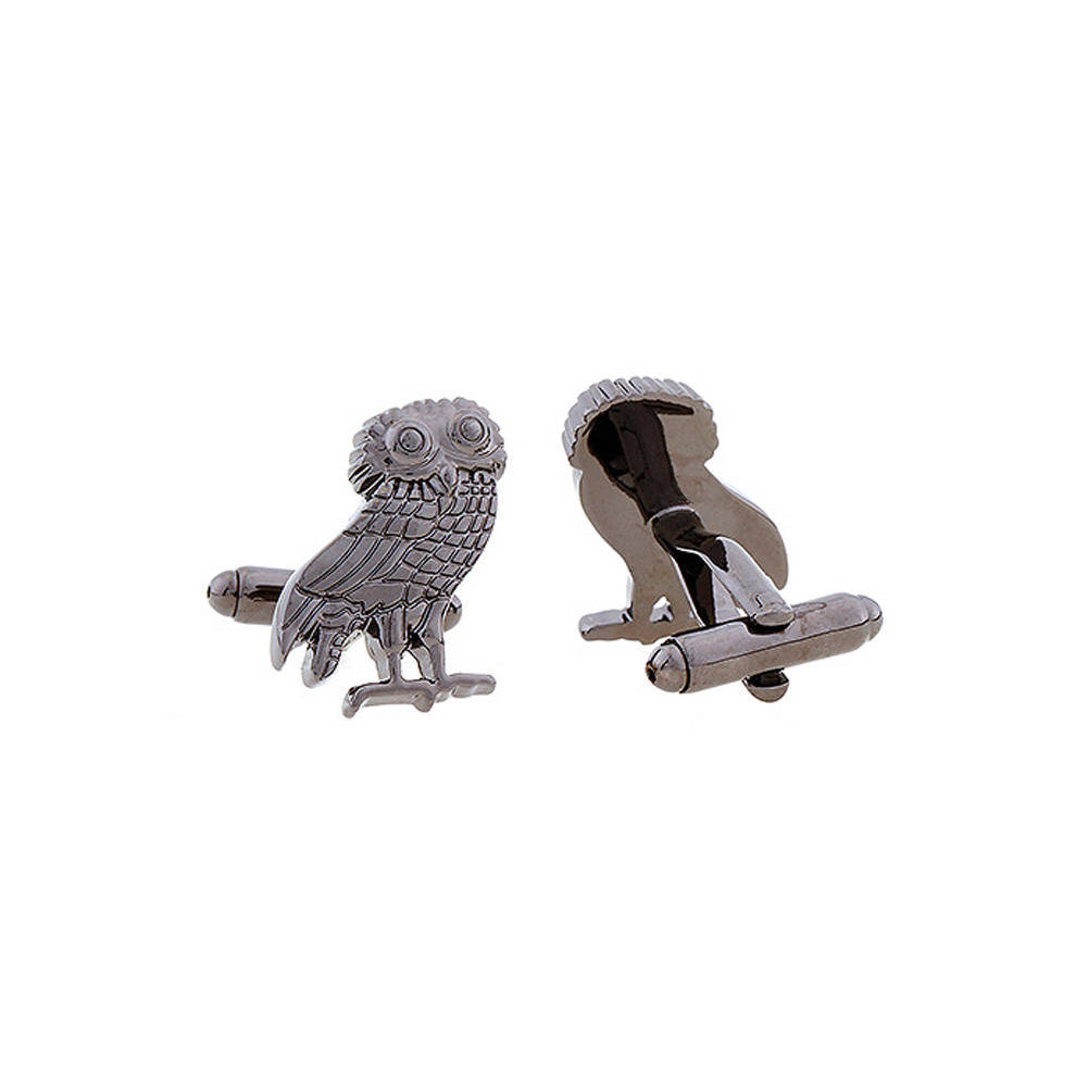 Owl Cufflinks Ancient Greek Owl Cufflinks Gunmetal Tone Zeus God Cuff Links Harry Potter Hogwarts Gryffindor Slytherin Image 2