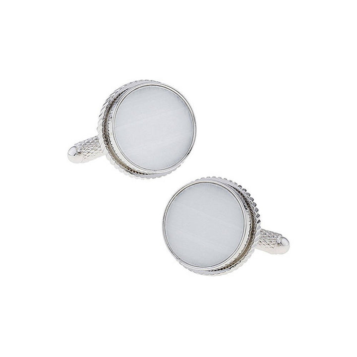 Classic White Elegant Cufflinks Classic Style Dress Up Design Power Force Business Gentlemen Checkered Bullet Post Cuff Image 1