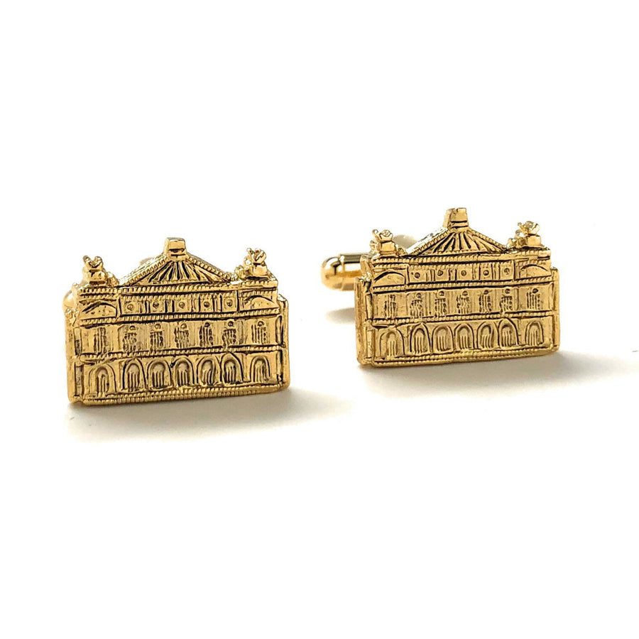 Whimsical Castle Cufflinks Gold Tone Palace Mansion Detailed Design Cuff Links Gifts for Dad Husband Gifts for Him Image 1