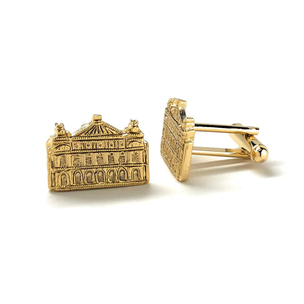 Whimsical Castle Cufflinks Gold Tone Palace Mansion Detailed Design Cuff Links Gifts for Dad Husband Gifts for Him Image 2